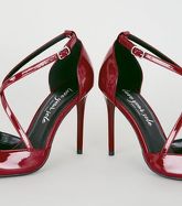 Red Patent Cross Strap Court Shoes New Look