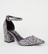 Black Animal Print 2 Part Block Heels New Look