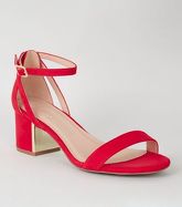 Wide Fit Red Metal Low Block Heels New Look Vegan