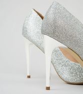 Silver Glitter Stiletto Court Shoes New Look Vegan