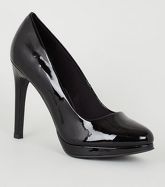 Black Patent Platform Stiletto Court Shoes New Look Vegan