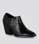 Black Faux Croc Western Shoe Boots New Look Vegan