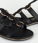 Black Ring Buckle Gladiator Sandals New Look