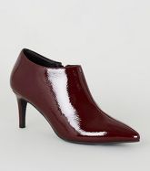 Dark Red Patent Pointed Shoe Boots New Look Vegan
