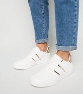 White Leather-Look Metallic Side Panel Trainers New Look Vegan