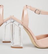 Pale Pink Patent Clear Block Heel Court Shoes New Look Vegan