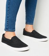 Black Glitter Slip On Trainers New Look