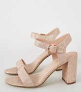 Rose Gold Glitter 2 Part Block Heels New Look Vegan