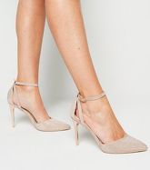 Rose Gold Glitter 2 Part Stiletto Court Shoes New Look Vegan