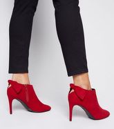 Red Suedette Bow Back Shoe Boots New Look Vegan