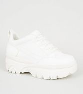 White Leather-Look Chunky Lace Up Trainers New Look Vegan