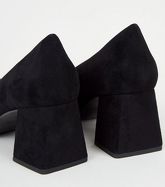 Black Suedette Flared Block Heel Courts New Look Vegan