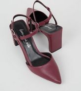 Dark Red Leather-Look Pointed Court Shoes New Look