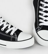 Black Canvas High Top Trainers New Look