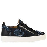 Giuseppe Zanotti Distressed Denim Low Top Trainers