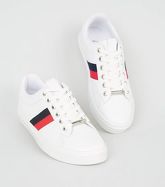 White Leather-Look Side Stripe Trainers New Look