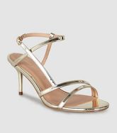 Gold Metallic Strappy Mid Stiletto Heels New Look