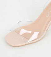 Pale Pink 2 Part Clear Strap Stiletto Heels New Look