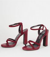 Dark Red Faux Croc 2 Part Platform Heels New Look Vegan