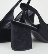 Black Velvet Flared Heel Slingback Court Shoes New Look