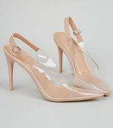 Cream Patent Clear Slingback Court Shoes New Look