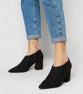 Black Suedette Flared Heel Shoe Boots New Look Vegan