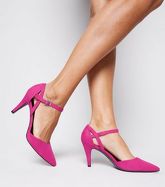 Wide Fit Pink Suedette Mid Heel Court Shoes New Look Vegan