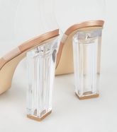 Rose Gold Clear Strap Block Heels New Look