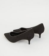 Wide Fit Black Ball Studded Kitten Heel Courts New Look