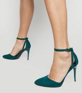 Teal Suedette 2 Part Stiletto Court Shoes New Look