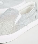 Silver Glitter Slip On Trainers New Look Vegan