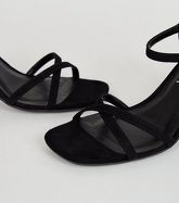 Black Suedette Barely There Flared Heels New Look Vegan