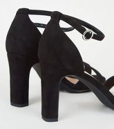 Wide Fit Black Suedette 2 Part Block Heels New Look Vegan