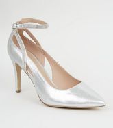 Wide Fit Silver Shimmer Diamanté Strap Courts New Look