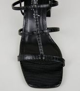 Black Faux Snake Strappy Sandals New Look