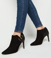Black Mixed Panel Buckle Shoe Boots New Look