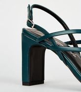 Teal Leather-Look Strappy Slim Block Heels New Look