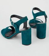 Teal Suedette 2 Part Block Heels New Look Vegan