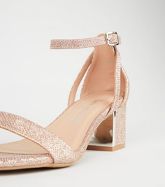 Wide Fit Rose Gold Glitter Block Heels New Look Vegan