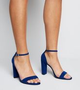 Wide Fit Bright Blue Suedette Block Heels New Look Vegan