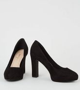 Wide Fit Black Suedette Block Platform Courts New Look Vegan