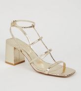 Gold Faux Snake Strappy Sandals New Look
