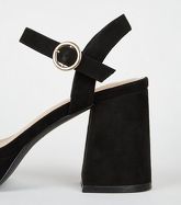 Black Suedette Platform Flared Block Heels New Look