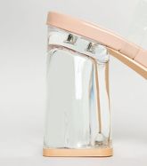 Cream Patent Clear Flared Block Heels New Look