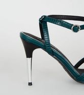 Teal Faux Snake Metal Stiletto Heels New Look