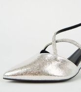 Silver Metallic Diamanté Strap Courts New Look