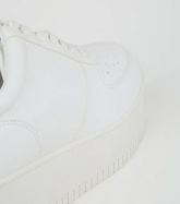 White Leather-Look Flatform Trainers New Look