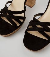 Wide Fit Black Suedette Cork Strappy Sandals New Look
