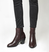 Office Angie- Unlined Mid Heel Western Boot BURGUNDY LEATHER
