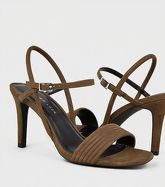 Wide Fit Khaki Tube Strap Stiletto Sandals New Look